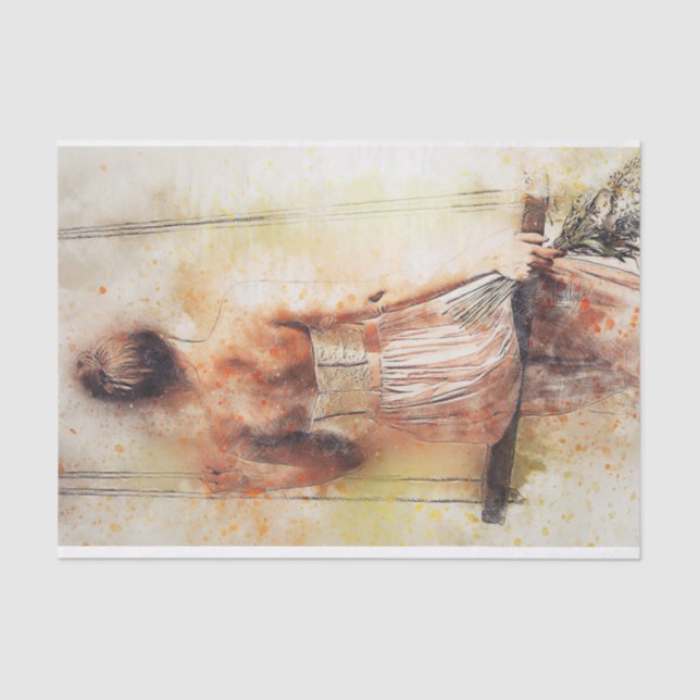 Girl on a Swing Watercolor Tissue Paper (Front)