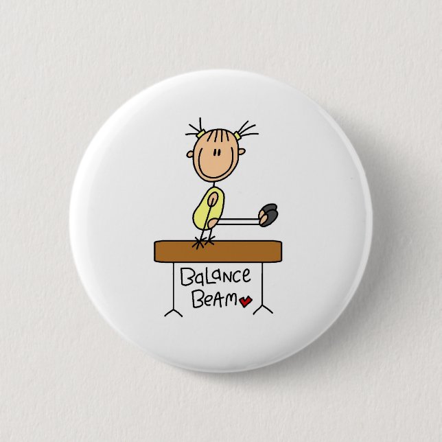Girl on Balance Beam 6 Cm Round Badge (Front)
