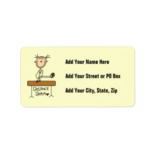 Girl on Balance Beam Label