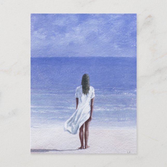 Girl on beach 1995 postcard (Front)