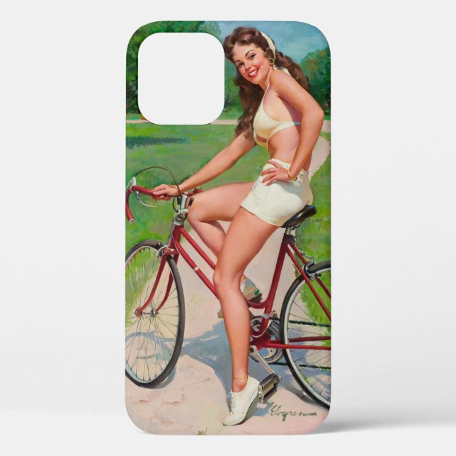 "Girl on Bicycle" iPhone 12 Case (Back)