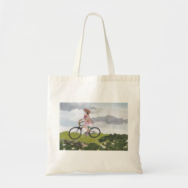 Girl on bicycle tote bag (Front)