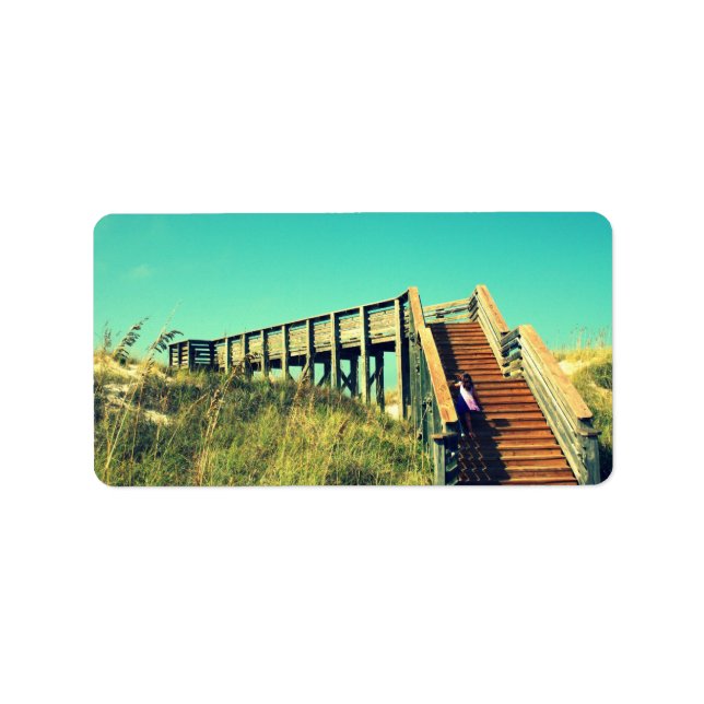 Girl on boardwalk, Florida Gulf Coast Beach Label (Front)