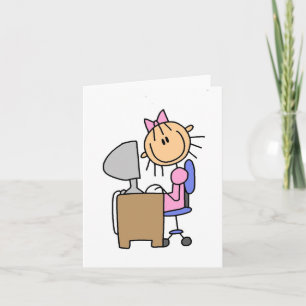 Girl on Computer Card