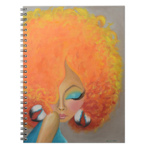 Girl on Fire! Black Woman, Colourful Hair Notebook