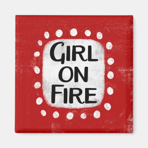 Girl On Fire Refrigerator Magnet