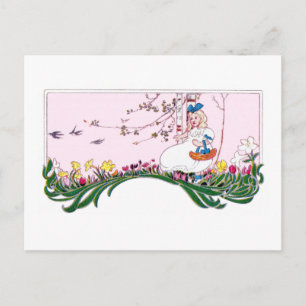 Girl on Flowering Hill in Spring Postcard
