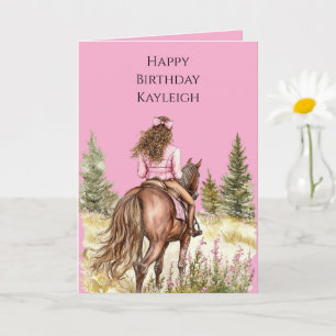 Girl On Horse Birthday Card