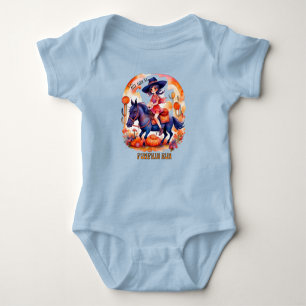 Girl on Horse Great Pumpkin Run Halloween Baby Bodysuit