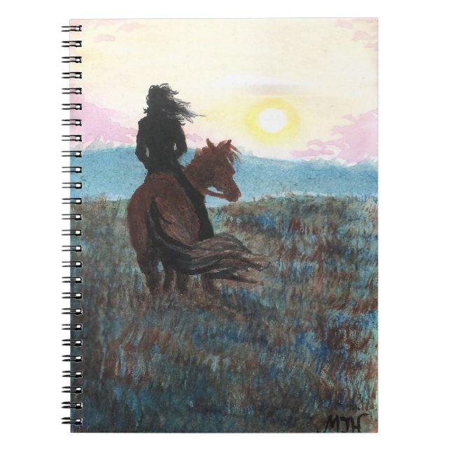 Girl on Horse Peaceful Sunset Notebook Journal (Front)