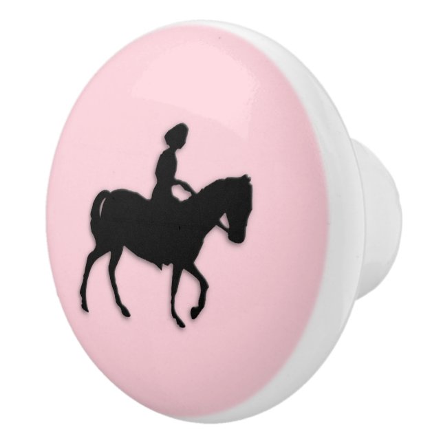 Girl on Horse / Pony Pink Ceramic Knob (Right)