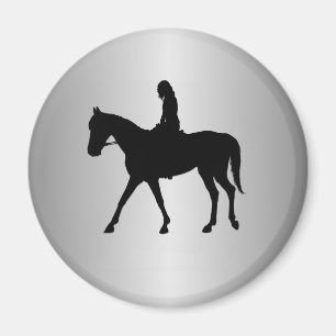 Girl on Horse Silver Magnet