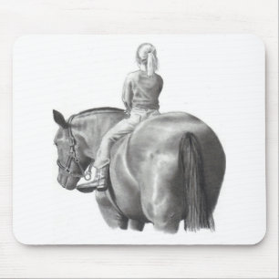 GIRL ON HORSEBACK: PENCIL ART: REALISM MOUSE MAT