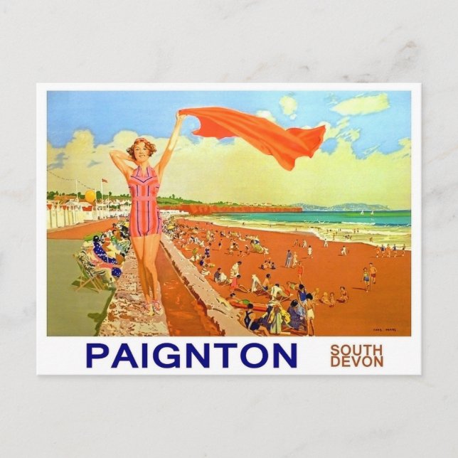 Girl on Paignton beach, south Devon, England Postcard (Front)