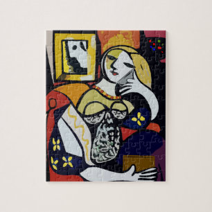 Girl on Phone with Flowers Jigsaw Puzzle