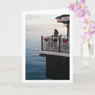 Girl on Pier, Beach Portrait Card