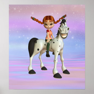 Girl on Pony Magical Fantasy Poster