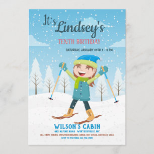Girl on Skis Invitation