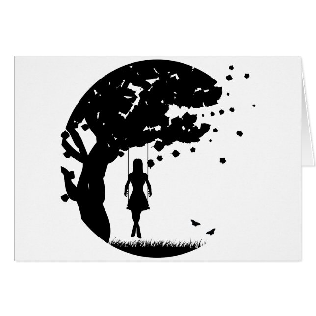 Girl on swing silhouette (Front Horizontal)