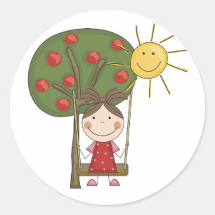 Girl on Swing  T-shirts and Gifts Classic Round Sticker