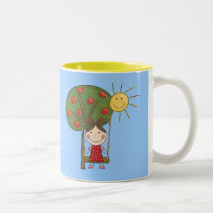 Girl on Swing  T-shirts and Gifts Two-Tone Coffee Mug