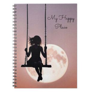 Girl On Swing With Moon Notebook