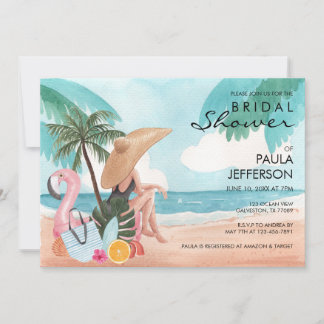 Girl On The Beach Bridal Shower Invitation