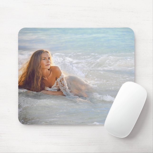 Girl On The Beach Mouse Mat (With Mouse)