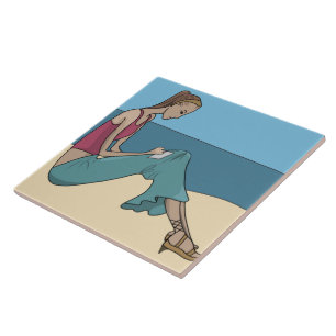 GIRL ON THE BEACH TILE