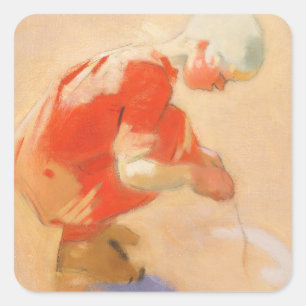 Girl on the Sand, Helene Schjerfbeck Square Sticker