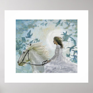 girl on white horse poster