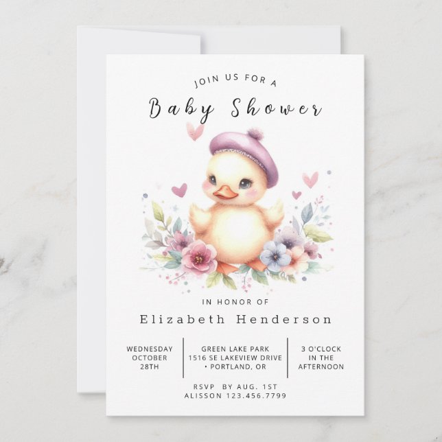  Girl Online Duck Baby Shower Invitation (Front)