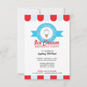 girl or boy ANY AGE ice cream BIRTHDAY PARTY Invitation