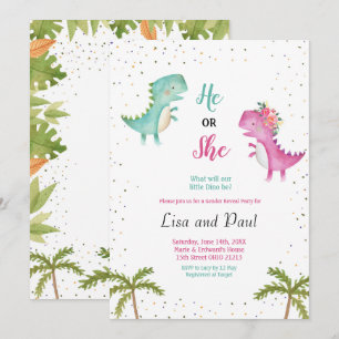 Girl or Boy Dinosaur Gender Reveal Invitation