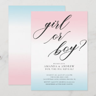 Girl or Boy Gender Reveal Baby Shower Invitation