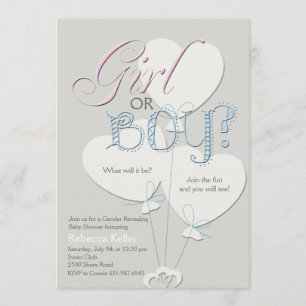 Girl or Boy Gender Reveal Baby Shower Invitation