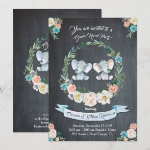 Girl or boy gender reveal elephant,blackboard,cute invitation