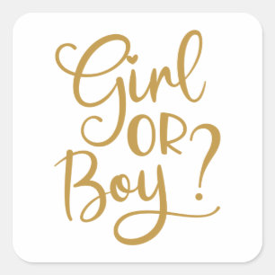 Girl or Boy Gold Glitter Gender Reveal  Square Sticker