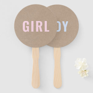 Girl or Boy?   Rustic Kraft Baby Shower Game Hand Fan