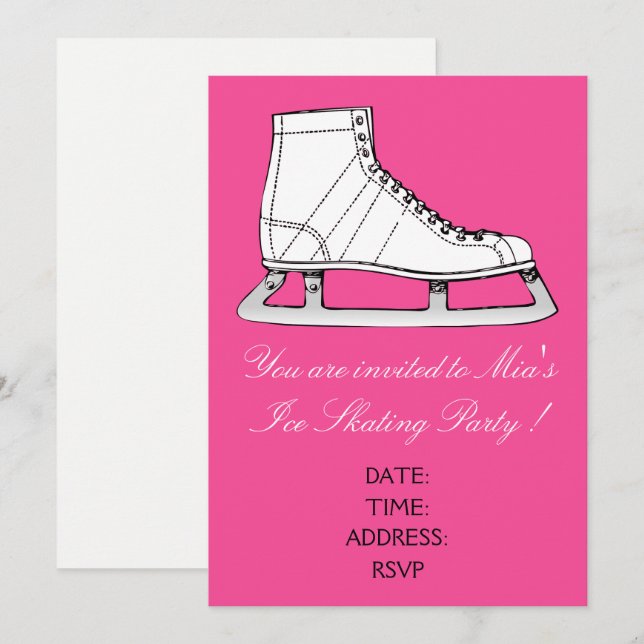Girl or teen Ice Skating party Invitation (Front/Back)