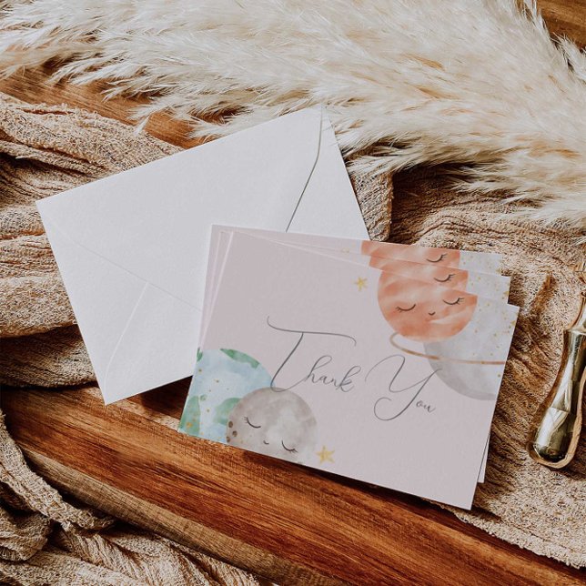 Girl Outer Space Baby Shower Thank You Card (Creator Uploaded)