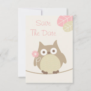 Girl Owl Baby Shower Save The Date
