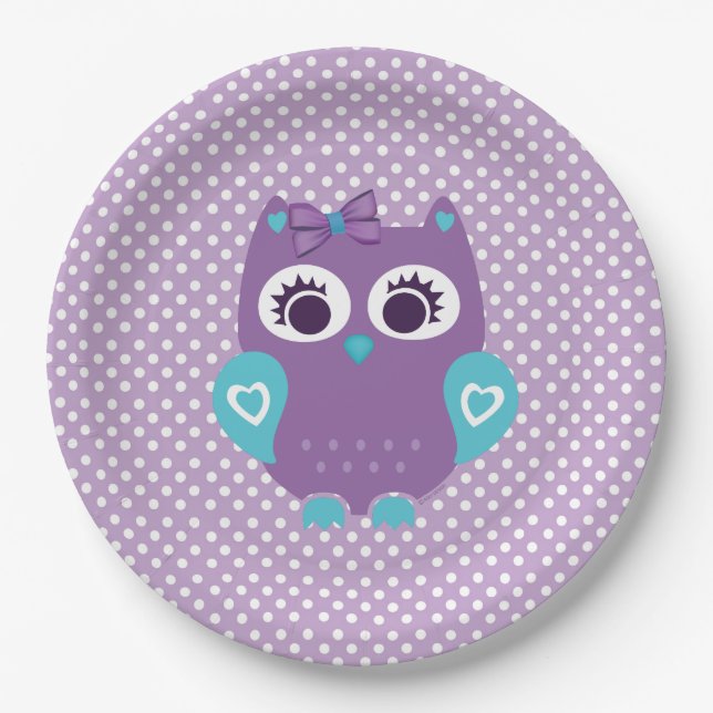 Girl Owl Paper plates for Any event (Front)