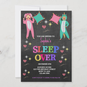Girl Pajama Party,Sleepover Party,Slumber Birthday Invitation