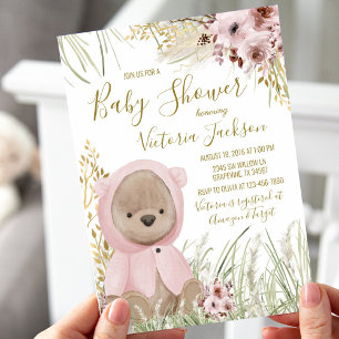 Girl Pampas Grass Baby Shower Invitation