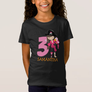 Girl Parrot 3rd Birthday party pirate T-Shirt