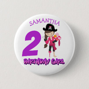Girl Parrot Birthday party pirate 6 Cm Round Badge