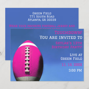 Girl Party Pink Football Birthday Invitation