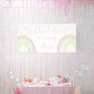 Girl Pastel Rainbow Birthday Party Banner