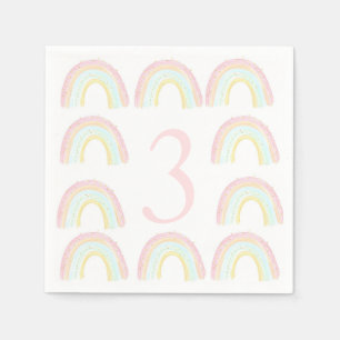 Girl Pastel Rainbow Birthday Party Napkin